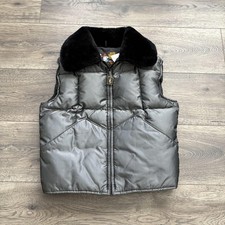 Vintage Kenny Rogers Vest Womens 10 Gray Quilted Puffer Faux Fur Collar Western