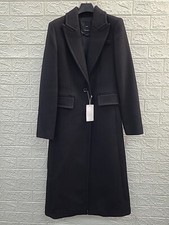 New Mango Wool Blend Black Lapeled Coat Size Xsmall