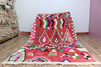Handmade Moroccan Berber Rug 100% Wool Vibrant Boho Carpet  9.4x6.2 tribal rug