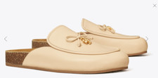 Tory Burch Tory Charm Mules Flat Slip-on Brie Genuine Leather Natural Cork Sz 8