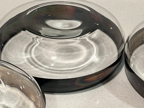 5 Pc Vintage Dorothy Thorpe Glass Salad bowl Set Sterling Silver Band MCM Modern - Picture 12 of 19