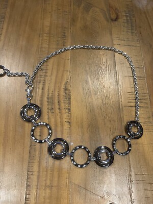 Chico’s Metal Silver Tone & Laminated Belt Chicos Metal Chain Women Artsy Belt Silver Tone Adjustable  main image 3