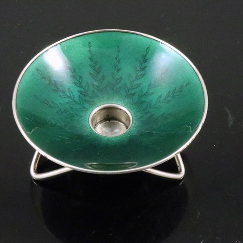 Eigil Jensen / A. Michelsen. Sterling Silver Candlestick with dark green Enamel. - Picture 4 of 6