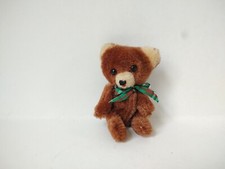 Vintage miniature mini jointed teddy bear brown with bow
