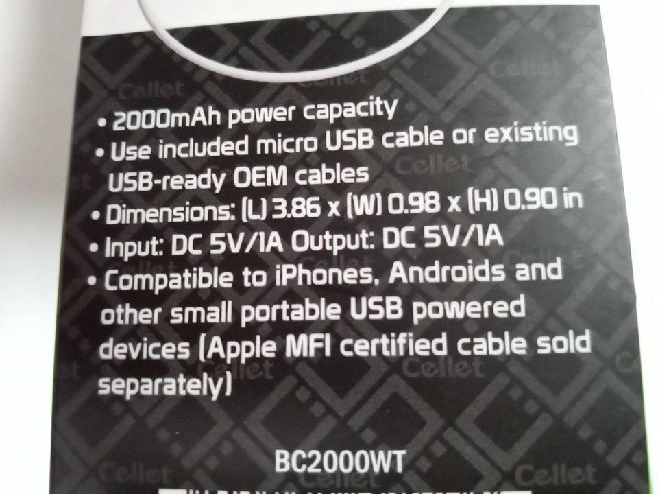 Cellet 2000mAh Ready To Use Power Bank w/Micro USB Included,See Pics For Details - Image 4 of 4