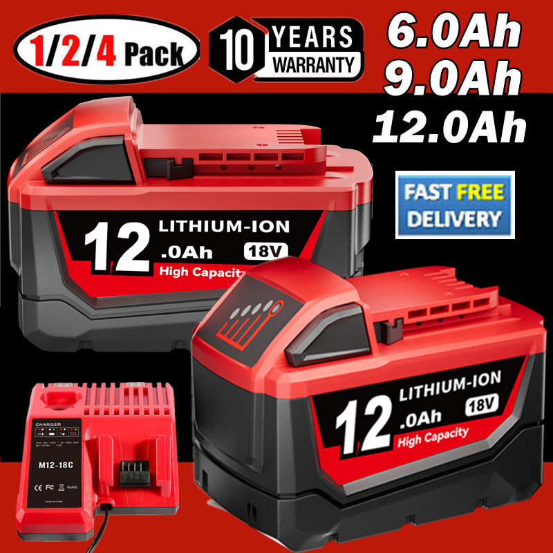 Milwaukee Tool 18V M18 Batterie Capacité Étendue  XC  6.0 Ah REDLITHIUM High Output Paq 2