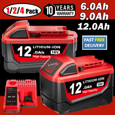 18V 12AH for Milwaukee M18 Extended Capacity Battery Li-Ion XC M18B5 48-11-1852