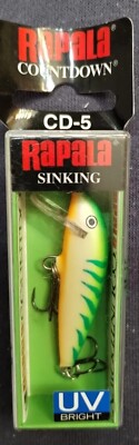 RAPALA Countdown Controlled Sinking Balsa Jerk Bait UV Finish Green Tiger CD-5