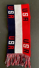 USA Knit Scarf Red White Blue Patriotic July 4th Acrylic USA Made Extra Long 90  