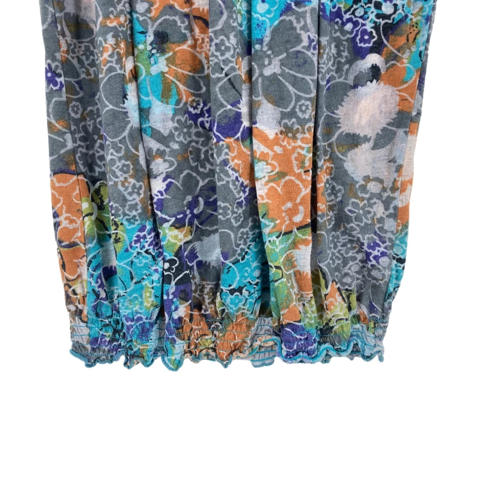 American Rag Cie Blouse Top Women Small Multi Floral Cotton Elastic Hem Pullover - Image 3 of 4