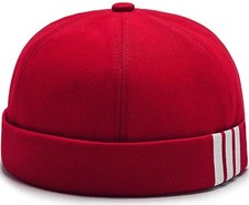 Dome Brimless Hats for Women Men Sailor Docker Beanie Cap Hip Hop Hats Red