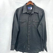 Vintage Wrangler Shirt Men 18 35 Pearl Snap Long Tails Western Rodeo Cowboy