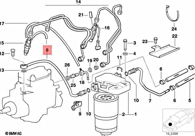 Genuine BMW E36 Compact Sedan Wagon Fuel Feed Line OEM 13532245597 