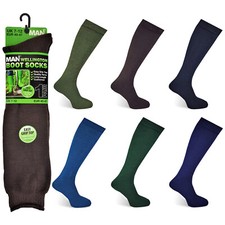 MENS WELLINGTON BOOT SOCKS EASY GRIP TOP LONG LENGTH CUSHIONED WELLY LONG HOSE