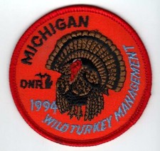 1994 MICHIGAN DNR SUCCESSFUL TURKEY-DEER HUNTER PATCH -HUNTING LICENSES- PINBACK