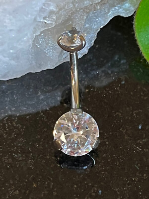 Solid Implant Grade Titanium Gem Belly Ring 14g Internally Threaded Navel Naval