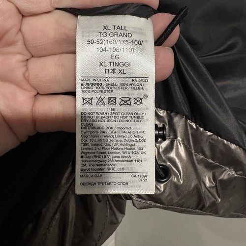 Gap | Puffer Coat Heavyweight Hood Gunmetal Gray Metallic- Size XL Tall - Picture 9 of 10