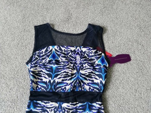 Size 8 Amy Childs Barclay Mesh Insert Midi Pencil Occasion Blue Dress BNWT - Picture 3 of 6