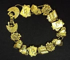 Charm Bracelet. Casino Theme ~ Classic TOFA 1995 Slider ~ Gold Tone #5430170