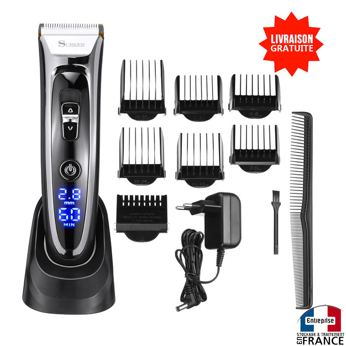 Tondeuse à cheveux sans fil Pro avec socle de recharge et lame céramique noire