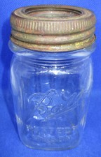 Vintage Perfect Mason Ball Glass Canning Jar and Glass Lid No. 10