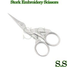 NEW 3.5" SILVER STORK EMBROIDERY SEWING SCISSORS CRAFTS