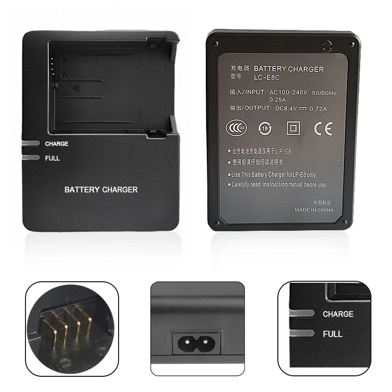 LC-E8C LC-E8E Charger For Canon LP-E8 Battery EOS 550D 600D 700D T2i T3i Cameras - Image 3 of 4