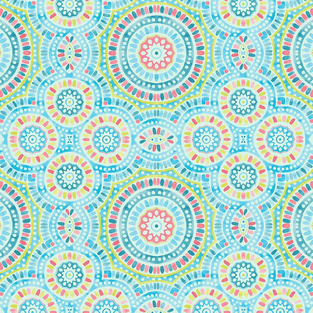 AS Creation Vibrant Mosaic Wallpaper Flowers Blue Green Paste The Wall Vinyl