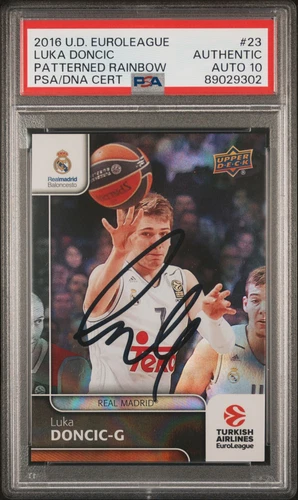Luka Doncic Signed 2016 Euroleague Upper Deck Patterned Rainbow PSA/DNA Auto 10