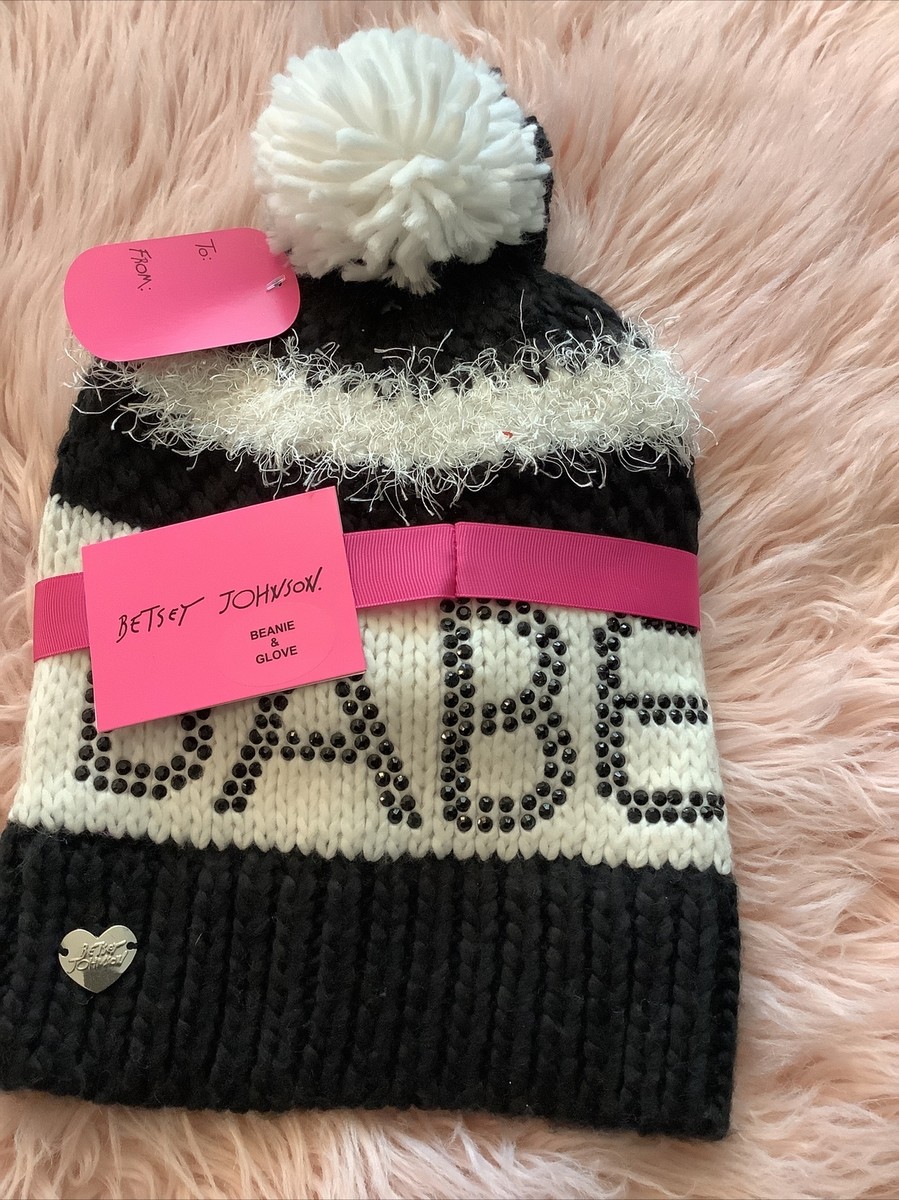 New Betsey Johnson Winter Hat Beanie Glove BABE Gift Set  display picture 1