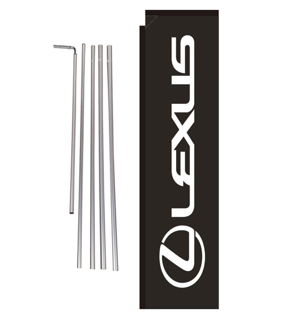 Lexus (black) Dealership 15' Advertising Rectangle Banner Flag w/ pole+spike