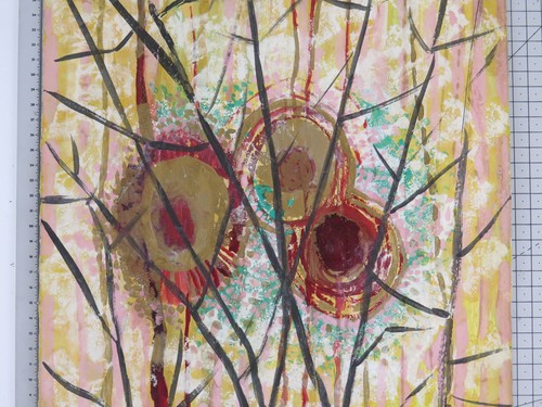 VECCHIO QUADRO FLOREALE DIPINTO VINTAGE FIORI ACQUERELLO SU CARTONE ITALIA bsn - Foto 4 di 9