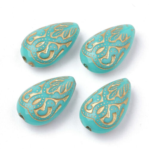 Turquoise Acrylic Teardrop Bead 18x7.5mm 10pcs - Picture 1 of 2