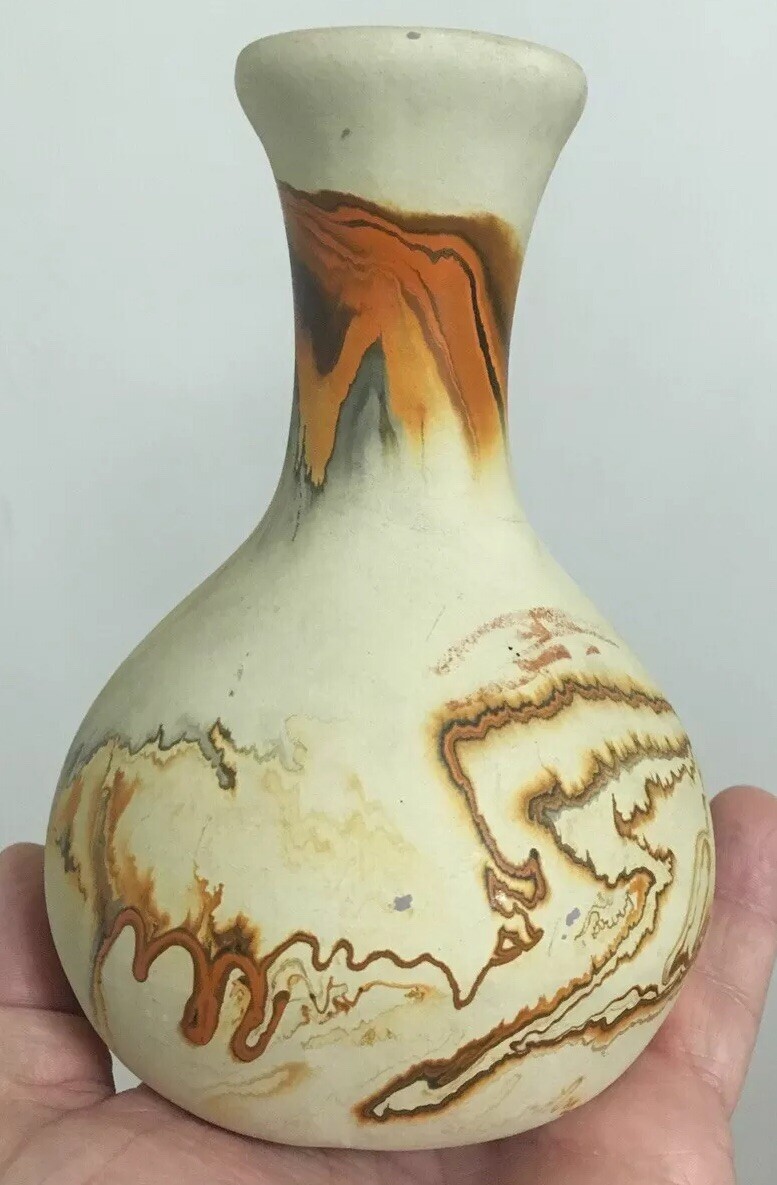 Vintage RARE Nemadji Native American Pottery Swirl Vase Early Vase