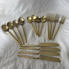 Gold Tone Stainless Steel Flatware- 16 Piece Sets