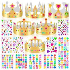 12 pcs Paper Crowns, Gold Prince Princess Hats