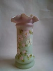 Fenton Lotus Mist Burmese pillar vase handpainted 2005 marked FAGCA 100 yr piece