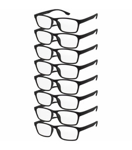 +2.50 Rectangle Reading Glasses Black, 8-Pack, Clear Lens 53-16-137mm