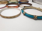 Vintage Bangle Bracelet  Pink Blue Gold Orange Bow Rinestone Set Of 8 — photo 2