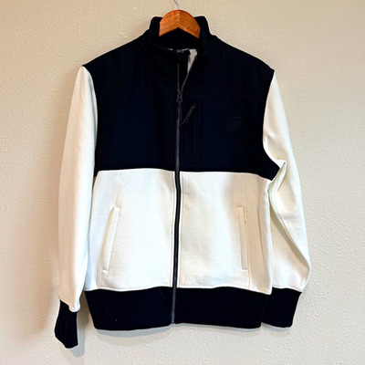 Superdry Color Block Zip-Up Jacket   Black White High Collar Tracksuit Men's L