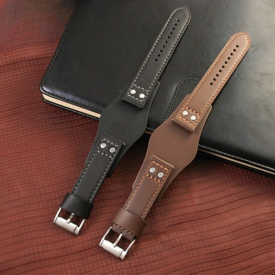 #ad High Quality Genuine Leather Watch Straps Mens Tray Wristband 22mm for Fossil $28.88