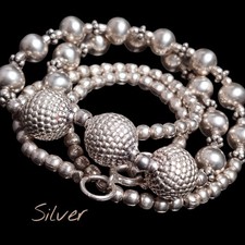 Vintage 925 Sterling Silver Beaded Necklace Textured Ball Beads Silver Jewellery