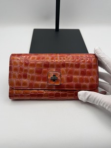 Cocco Fiore Zip Clutch Multi Color  Croc Embossed Large Wallet Long Card Holder