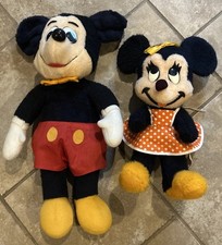 Vintage Walt Disney Mickey Mouse 21 And Minnie Mouse 15 Plush Dolls