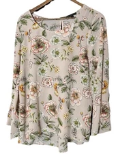 Signature Studio Cottagecore Floral Fairy XL Semi Sheer Long Sleeve V Neck