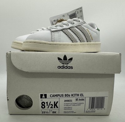 Kith Classics Adidas Originals Campus 80s White Green Retro Sneakers Size 8.5K