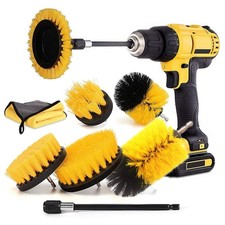 8-in-1 Electric Drill Cleaning Brush Set, Yellow, for Car Wash & Household Use