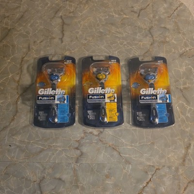 3 pack Gillette Fusion Proshield CHILL Flexball RAZOR +Refill CARTRIDGE Blue 
