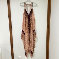 Gimmicks by BKE Paisley Halter Maxi Dress Womens Small Peach Burgundy Boho Flowy