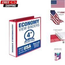Durable 4 inch 3 Ring Binder, Made in USA, D Ring Binder, FSC 100% Recycled Chip